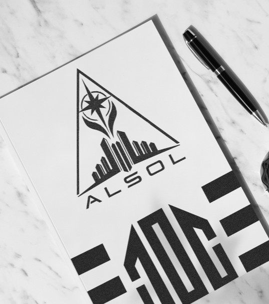 Блокнот и ручка с логотипом Alsol